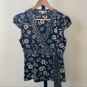 Great Used Nanette Lepore Silk Floral Wrap Top